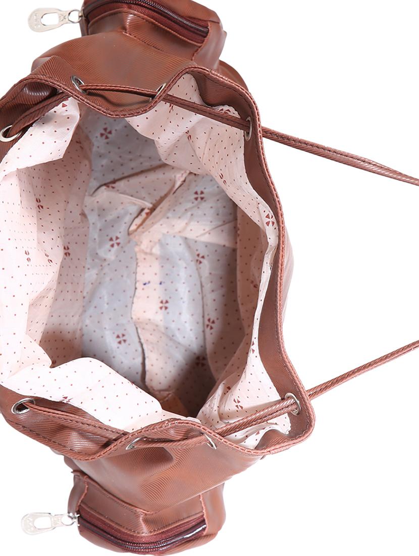 brown leatherette (pu) regular backpack - 15584060 - Zoom Image - 3