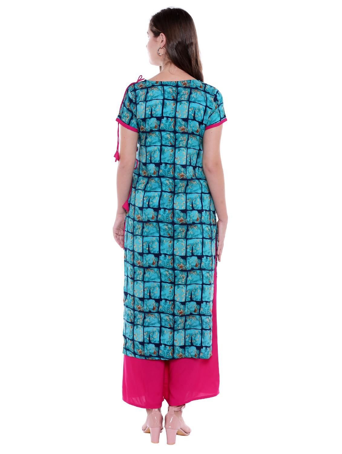 printed straight draw code kurta - 15584654 - Zoom Image - 3
