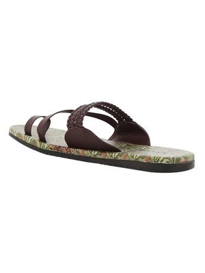 brown leatherette slip on slippers - 15584674 - Standard Image - 3