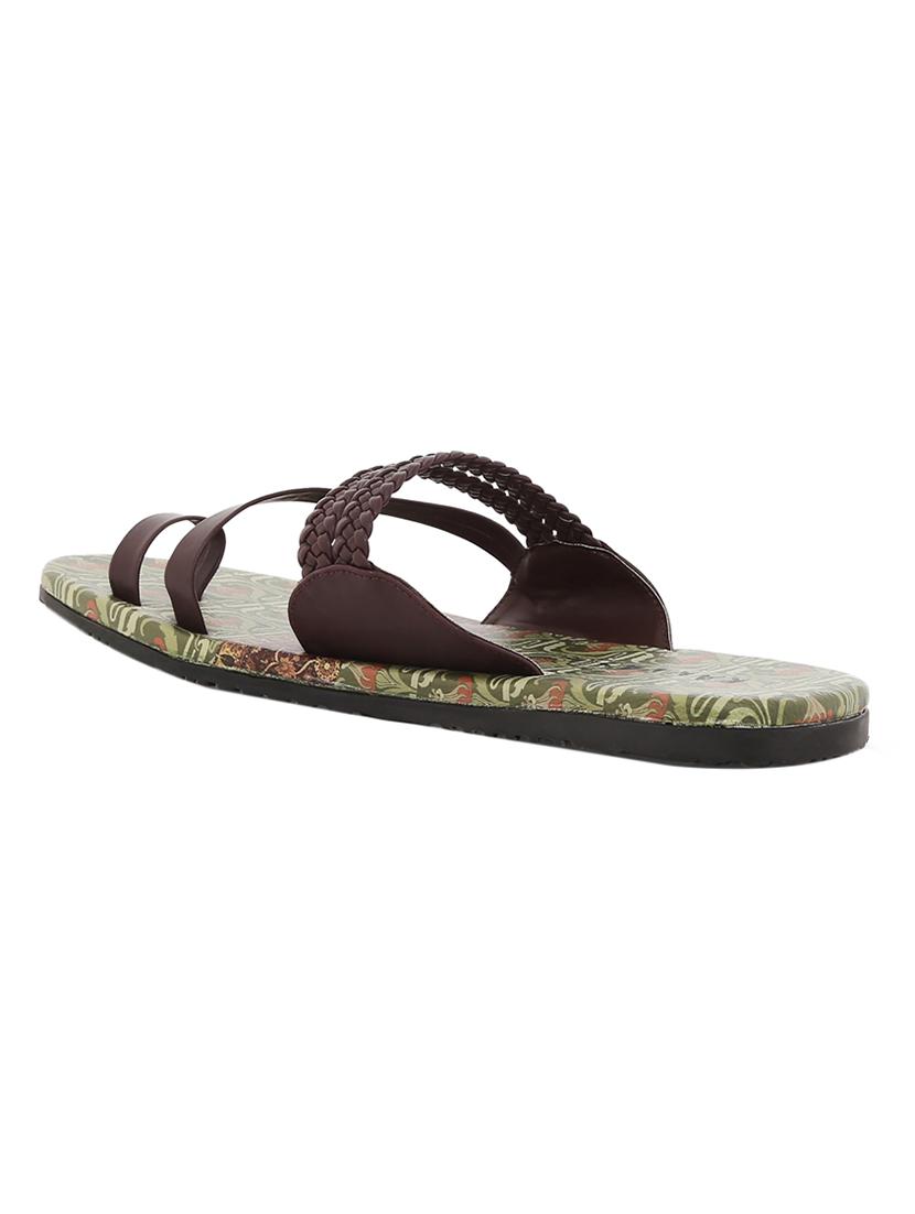 brown leatherette slip on slippers - 15584674 - Zoom Image - 3