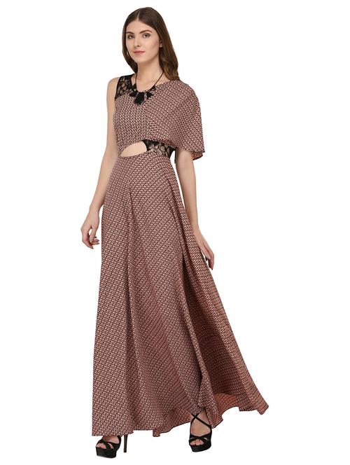 lace panel drop sleeved gown dress - 15586467 - Standard Image - 1