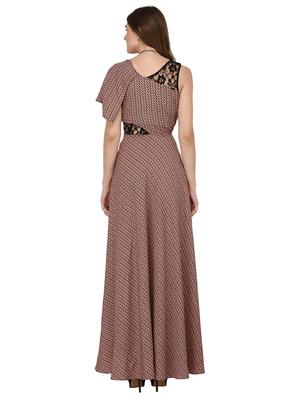 lace panel drop sleeved gown dress - 15586467 - Standard Image - 3