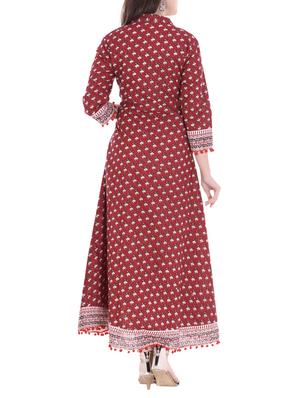 mirror work a-line printed kurta - 15586799 - Standard Image - 3