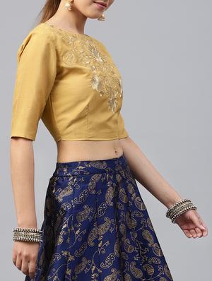 tonal embroidered crop blouse - 15586868 - Standard Image - 3