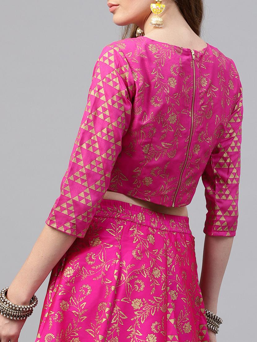 Fuchsia gold printed crop top - 15586869 - Zoom Image - 3