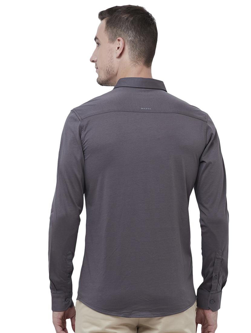 grey solid casual shirt - 15589319 - Zoom Image - 3