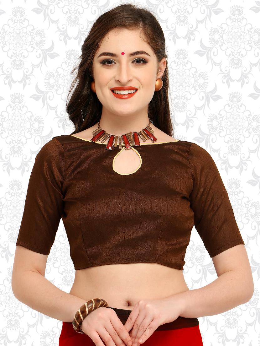 Contrast bordered saree with blouse - 15589486 - Zoom Image - 3