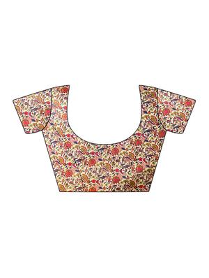 contrast bordered printed saree with blouse - 15589731 - Standard Image - 3