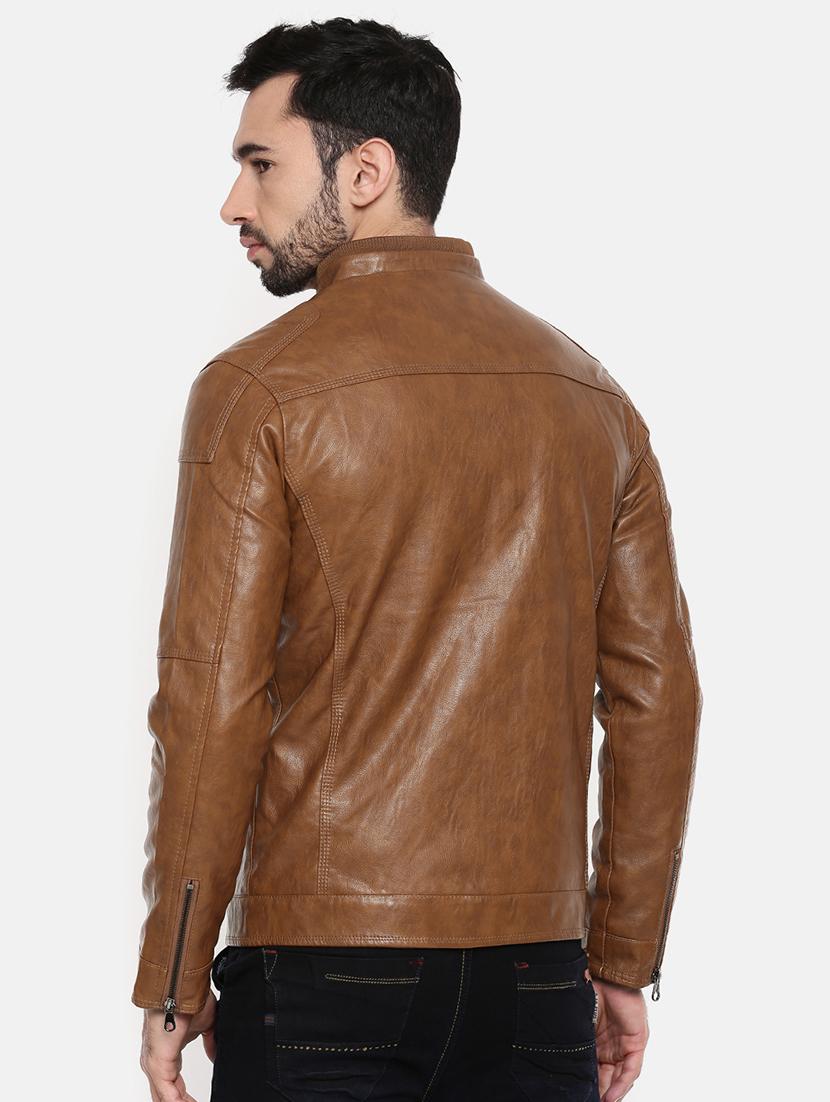 brown leather biker jacket - 15601729 - Zoom Image - 3