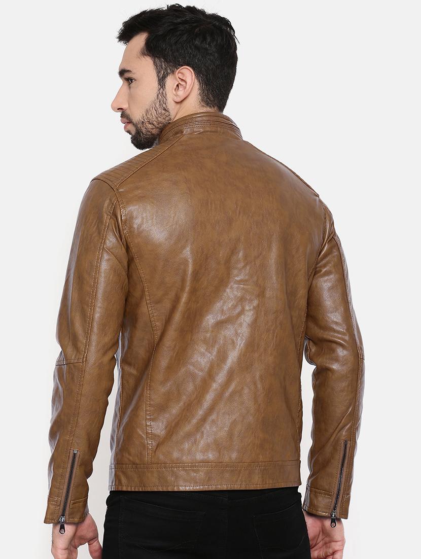 brown leather biker jacket - 15601741 - Zoom Image - 3