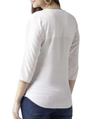 yoke smocking detail notch collar top - 15603989 - Standard Image - 3