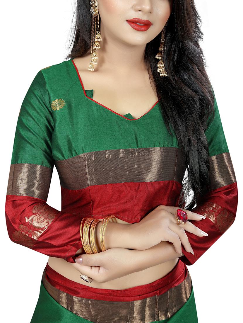 Zari motifs woven saree with blouse - 15604162 - Zoom Image - 3