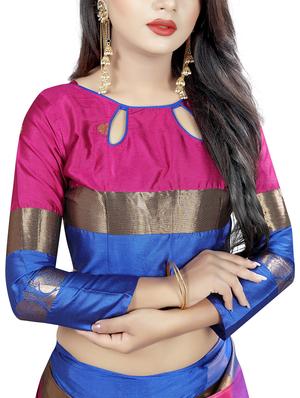Zari motifs woven saree with blouse - 15604163 - Standard Image - 3