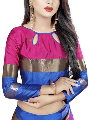 Zari motifs woven saree with blouse - 15604164 - Standard Image - 3