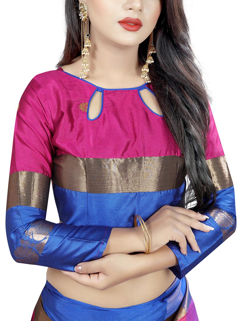 Zari motifs woven saree with blouse - 15604164 - Zoom Image - 3