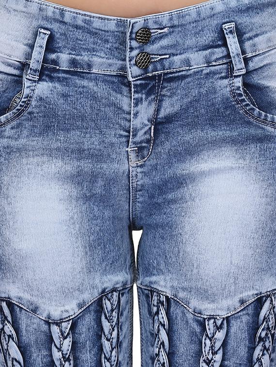 braid weave stone washed jeans - 15604541 - Zoom Image - 6