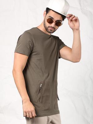 olive green cotton t-shirt - 15604856 - Standard Image - 3