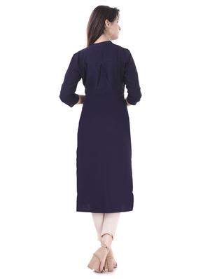 Twlight blue straight kurta - 15605812 - Standard Image - 3