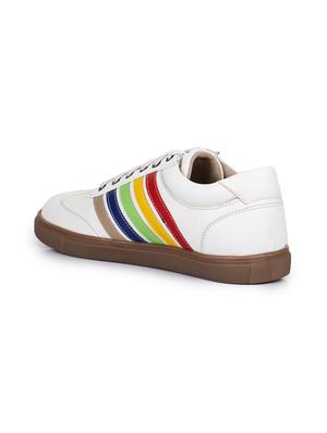 white leatherette lace up sneakers - 15606354 - Standard Image - 3