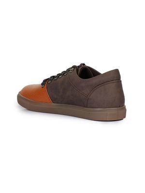 brown leatherette lace up sneakers - 15606358 - Standard Image - 3