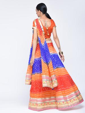 Bandhani flared lehenga set - 15606529 - Standard Image - 3
