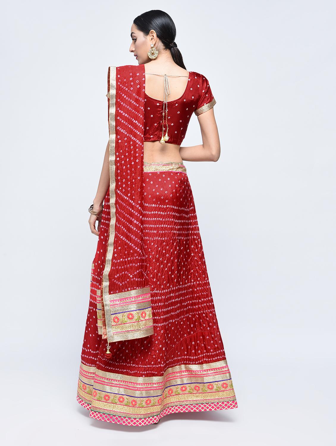 bandhani flared lehenga set - 15606530 - Zoom Image - 3