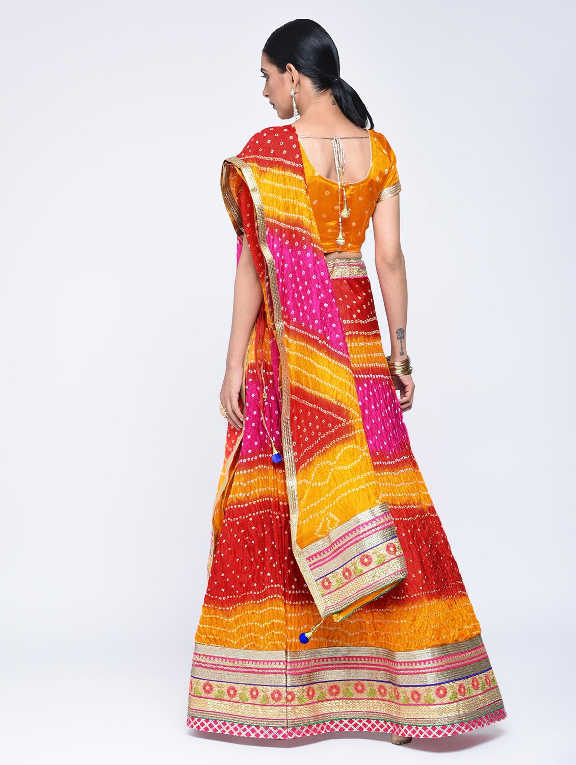 Bandhani flared lehenga set - 15606531 - Zoom Image - 3