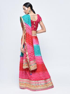 Bandhani flared lehenga set - 15606532 - Standard Image - 3