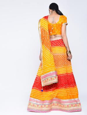 Bandhani flared lehenga set - 15606533 - Standard Image - 3