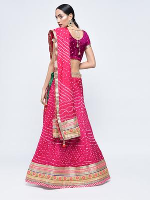 Bandhani flared lehenga set - 15606537 - Standard Image - 3