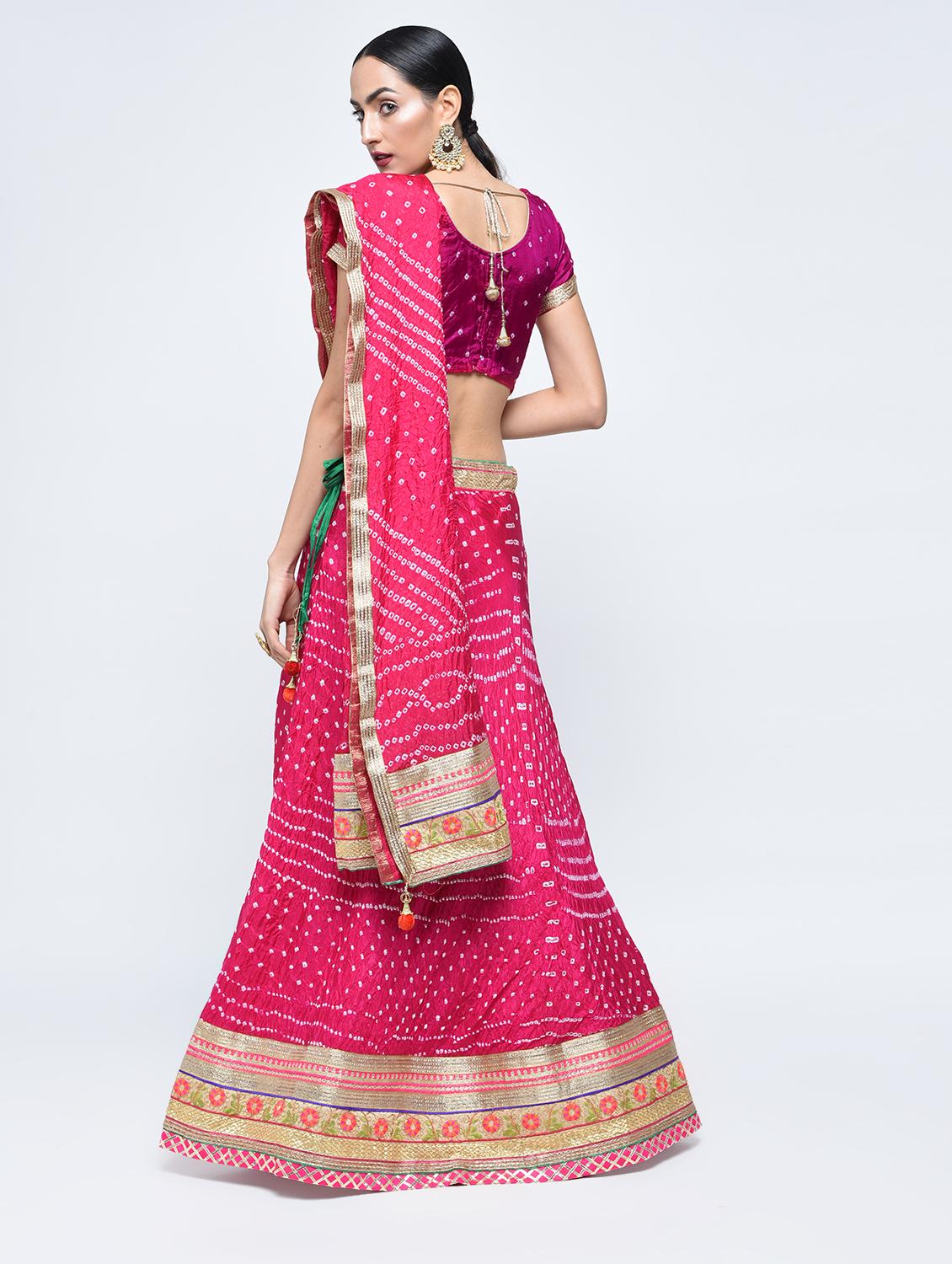 Bandhani flared lehenga set - 15606537 - Zoom Image - 3