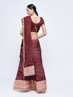 Bandhani flared lehenga set - 15606541 - Standard Image - 3