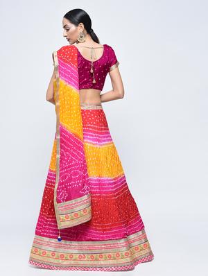 Bandhani flared lehenga set - 15606543 - Standard Image - 3