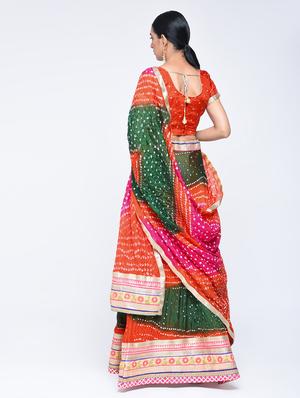 bandhani flared lehenga set - 15606544 - Standard Image - 3