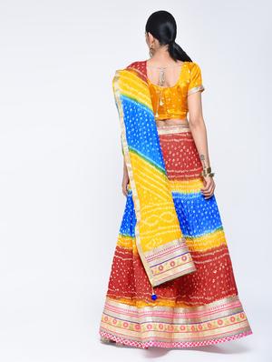 Bandhani flared lehenga set - 15606545 - Standard Image - 3