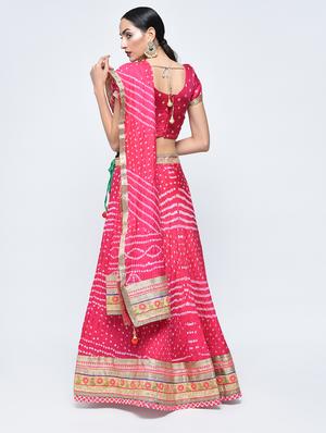 Bandhani flared lehenga set - 15606546 - Standard Image - 3