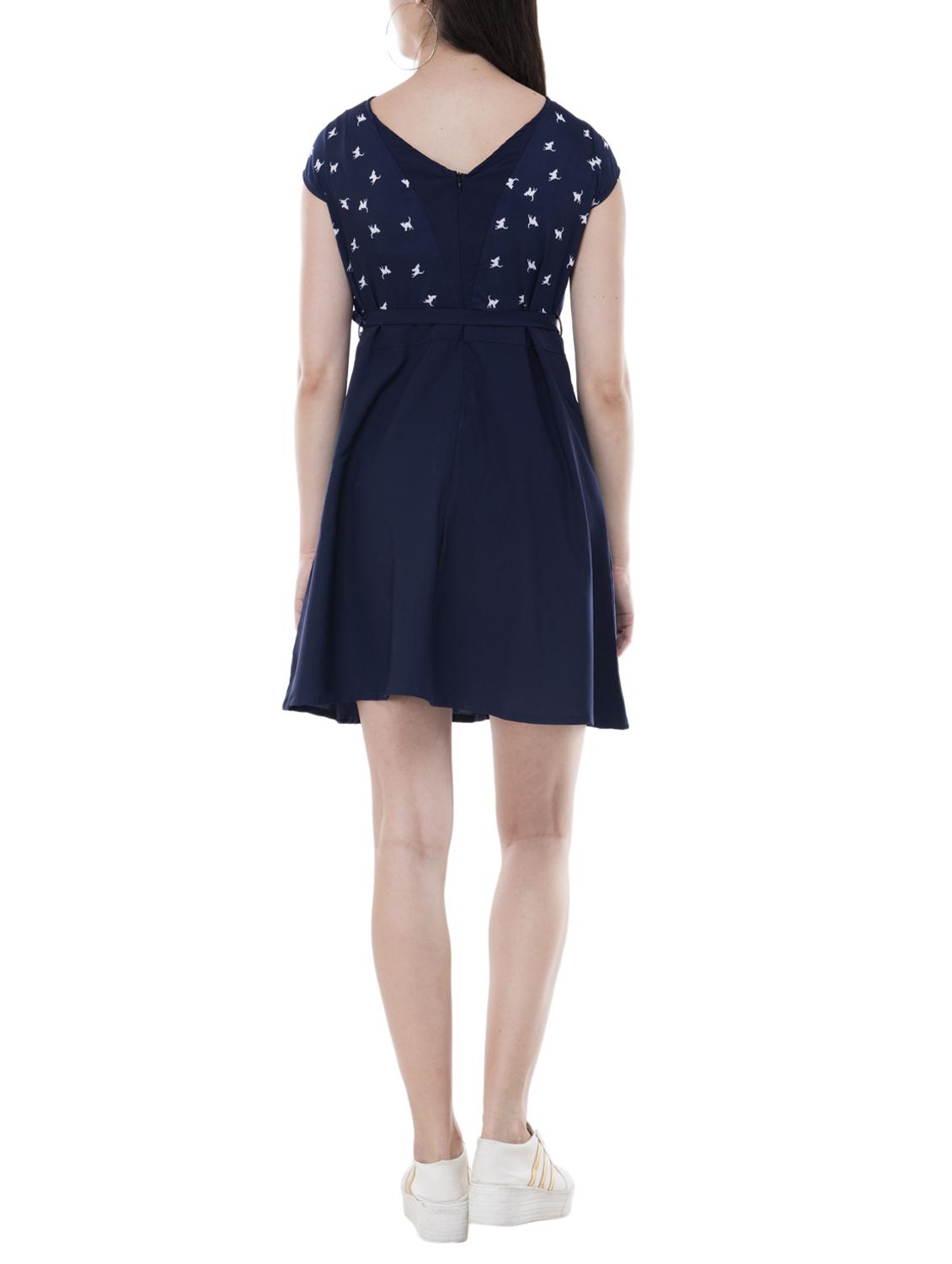 pleated neck detail a-line dress - 15606549 - Zoom Image - 3