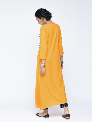 A-line slit kurta with draw string - 15606726 - Standard Image - 3