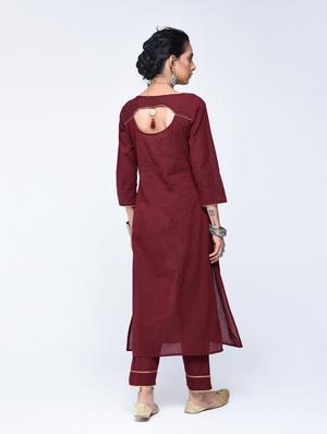 Gota work chanderi kurta with pant set - 15606729 - Standard Image - 3