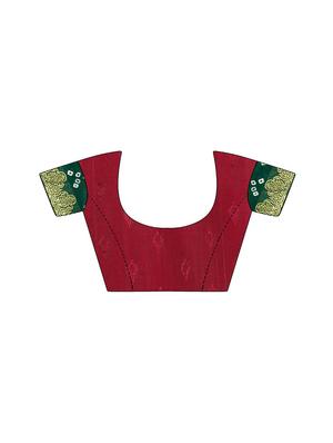 Zari bordered bandhani saree with blouse - 15607509 - Standard Image - 3
