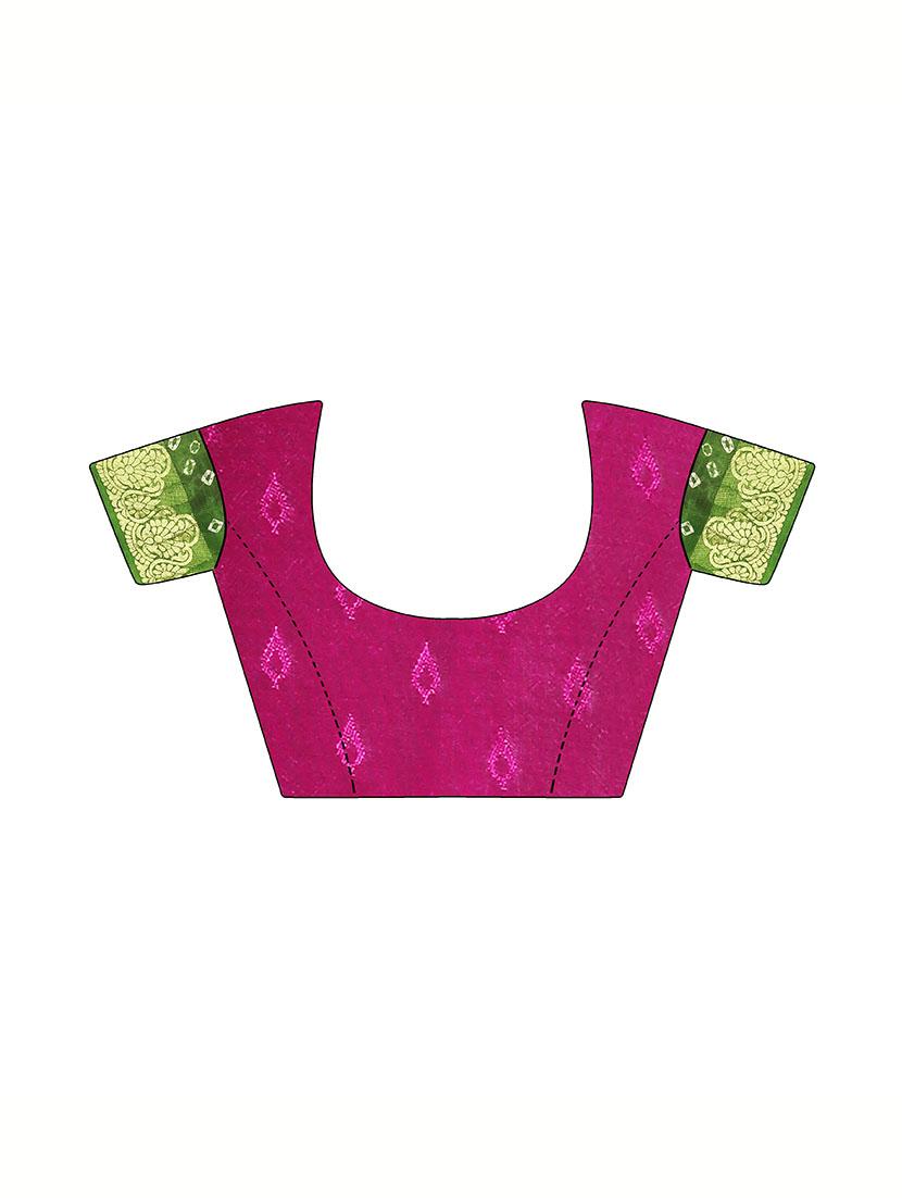Zari bordered bandhani saree with blouse - 15607513 - Zoom Image - 3