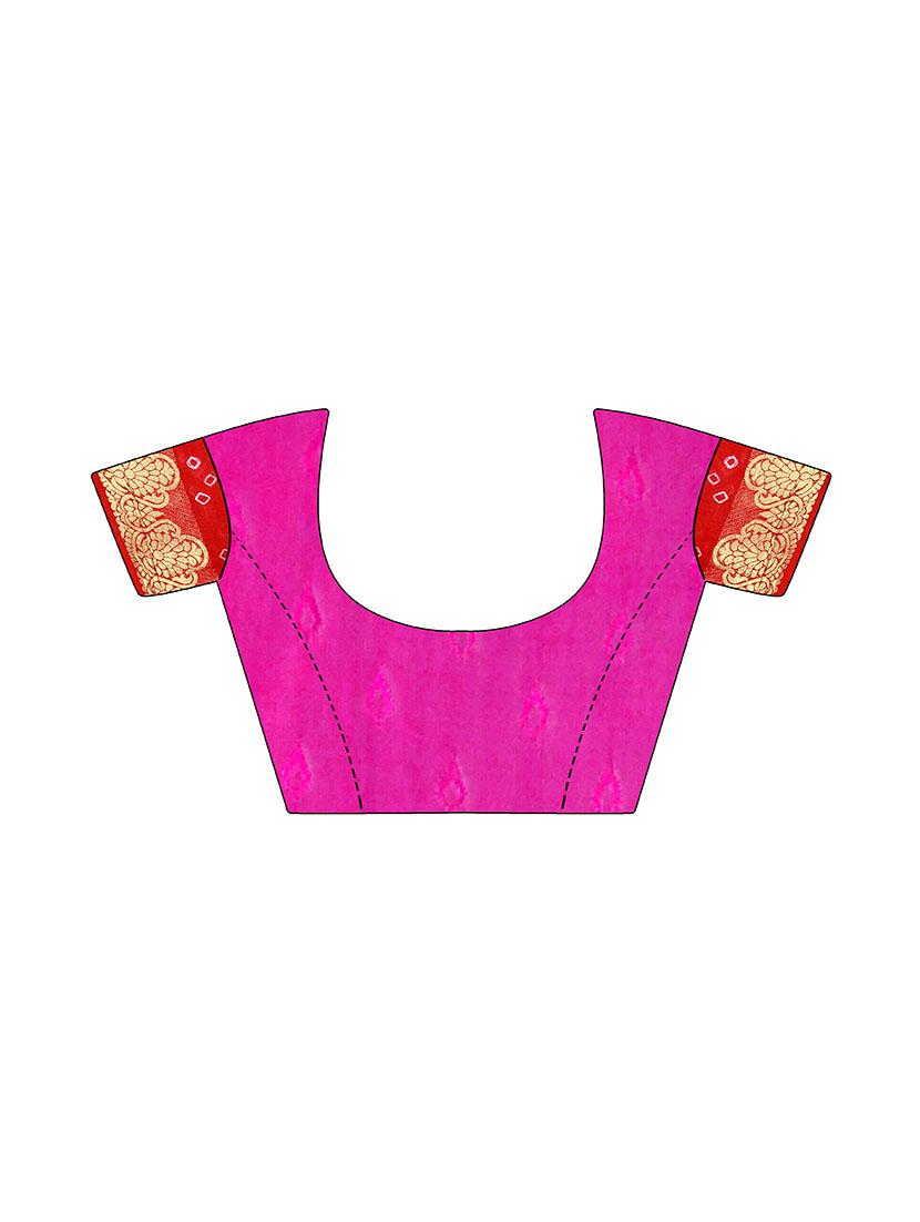 Zari bordered bandhani saree with blouse - 15607515 - Zoom Image - 3