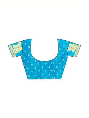 Zari bordered bandhani saree with blouse - 15607517 - Standard Image - 3