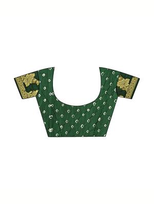 Zari bordered bandhani saree with blouse - 15607519 - Standard Image - 3
