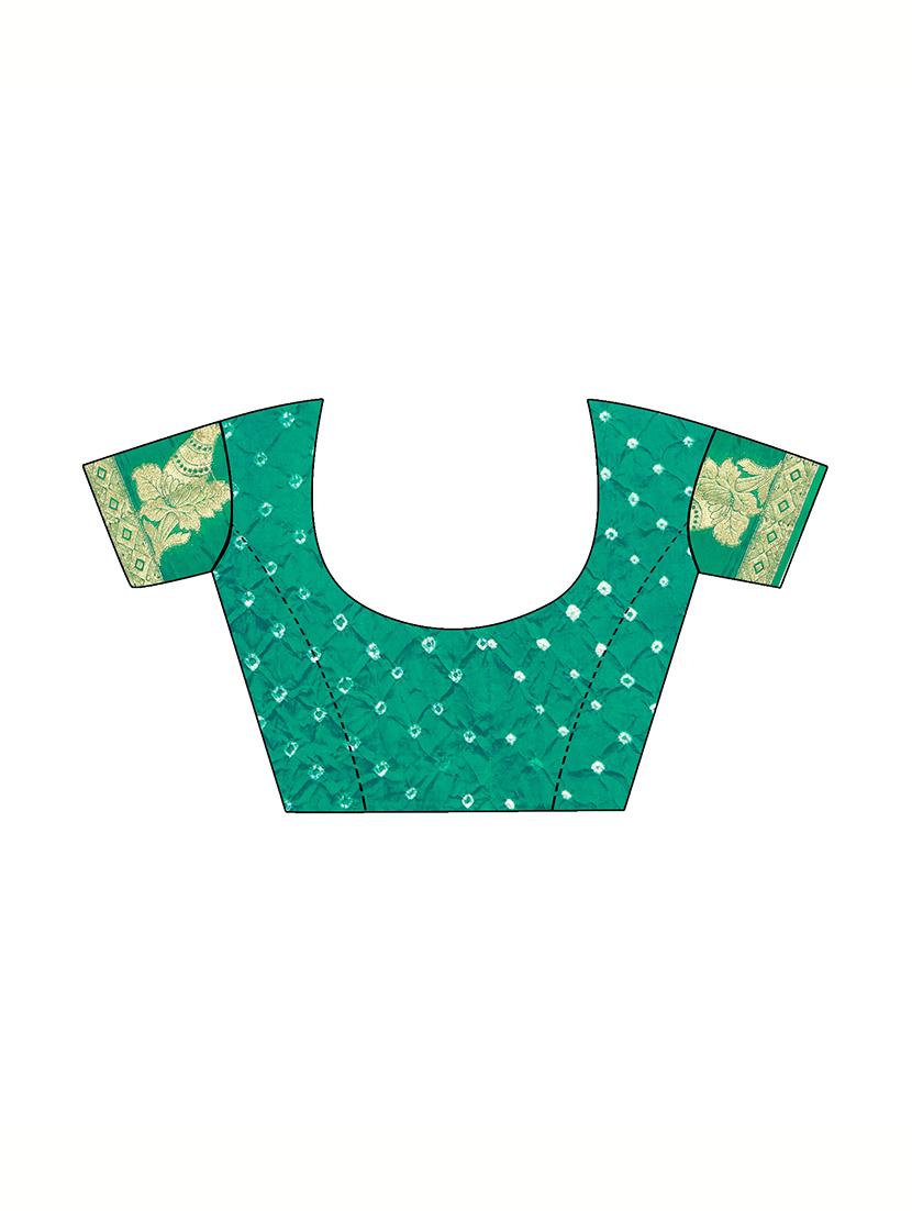 Zari bordered bandhani saree with blouse - 15607521 - Zoom Image - 3