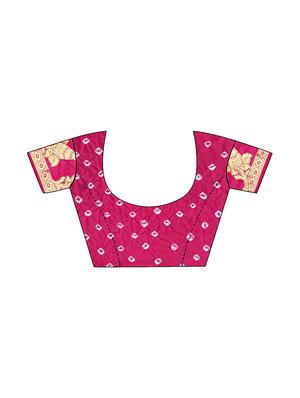Zari bordered bandhani saree with blouse - 15607522 - Standard Image - 3