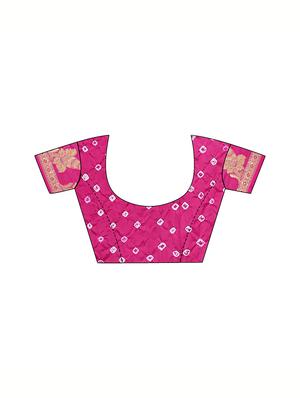 Zari bordered bandhani saree with blouse - 15607524 - Standard Image - 3