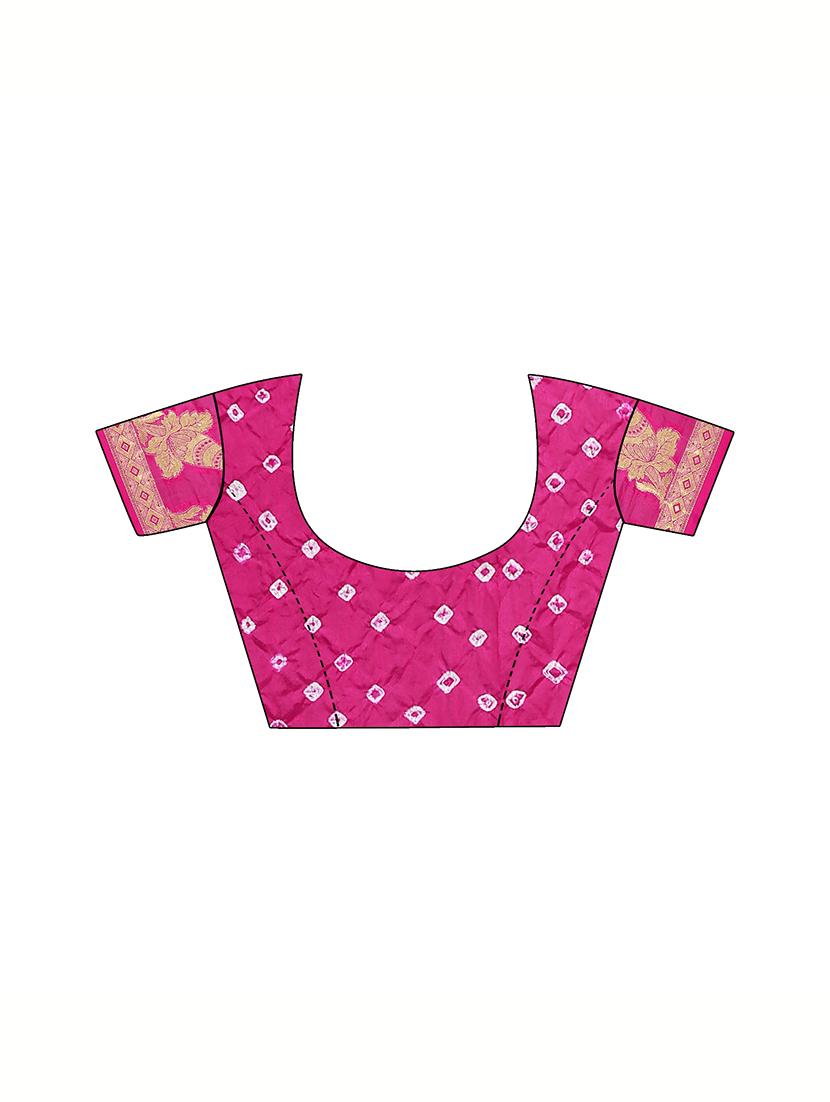 Zari bordered bandhani saree with blouse - 15607524 - Zoom Image - 3