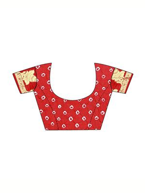 Zari bordered bandhani saree with blouse - 15607525 - Standard Image - 3