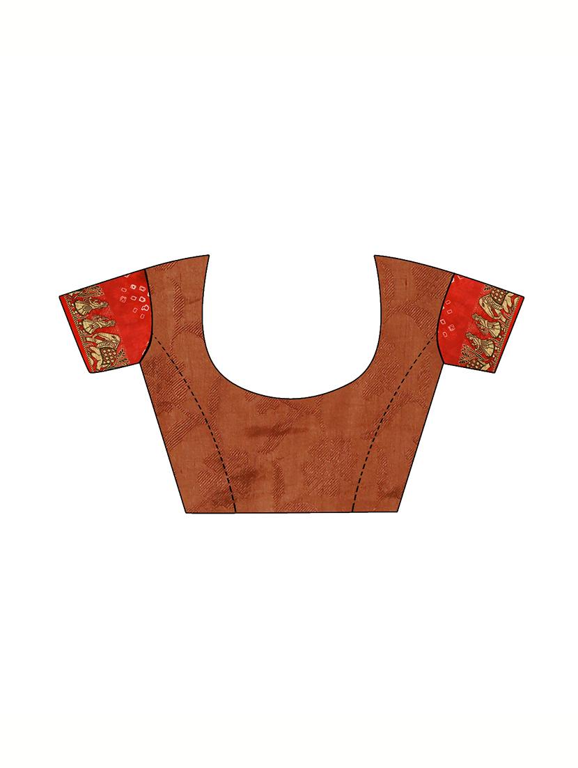 Zari bordered bandhani saree with blouse - 15607532 - Zoom Image - 3